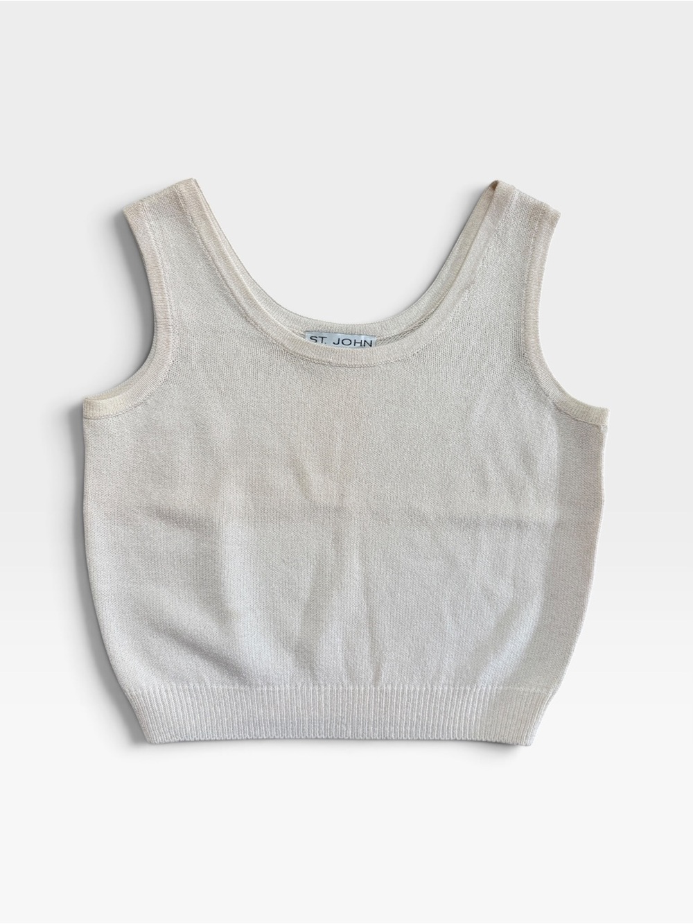 VTG 90s St. John Collection By Marie Gray Ivory Knit Sweater Tank Size S